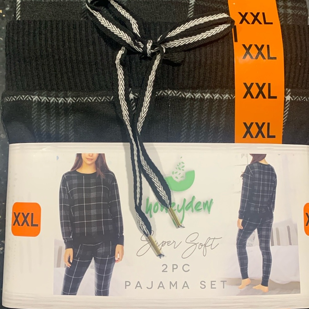 FLEECE NWT Honeydew Ladies’ 2-piece BLACK XXL Pajama Set